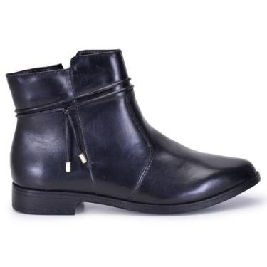 Imagem de Bota Cano Curto Feminina Couro Legítimo Moda Inverno - Evora, Preto, 3