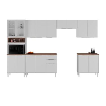 Imagem de Cozinha Completa Itatiaia Renova com 16 Portas, 2 Gavetas, 7 prateleiras, 1 Nicho para Micro-ondas e 280cm de largura - Branco Neve