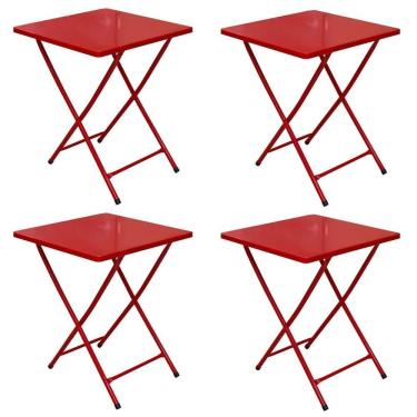 Imagem de Conjunto 4 Mesa Dobrável Bar Restaurante Aço Ferro