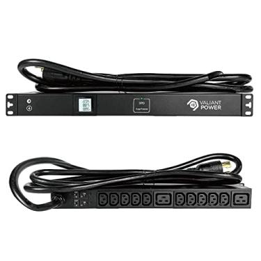 Imagem de Valiant Power Régua de alimentação para montagem em rack - PDU de 240 V 30 A 1C19 e 5 tomadas C13 com protetor de surto integrado, medidor de voltagem e amplificador para data center - caixa de metal