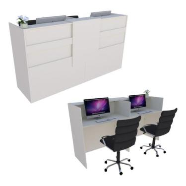 Imagem de Balcão Caixa 183cm Branco - Linha Premium - Modelo 1.1 - Marcenaria On