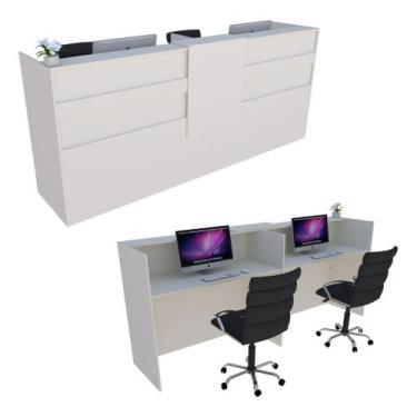 Imagem de Balcão Caixa 243cm Branco - Linha Premium - Modelo 1.1 - Marcenaria On