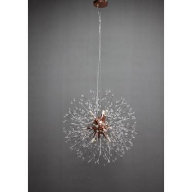 Imagem de Lustre Pendente Dente de Leão Cristais Ouro Rose Redondo 6G9 45cm