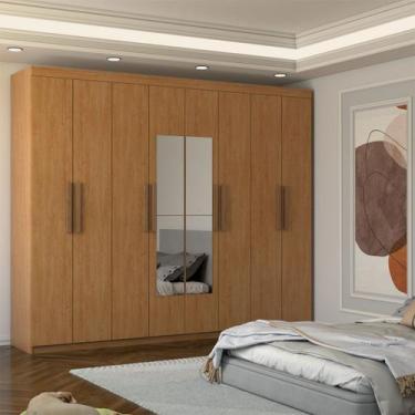 Imagem de Guarda-Roupa Casal Nirvana 8 Portas 4gavetas com Espelho Cinamomo - Pa