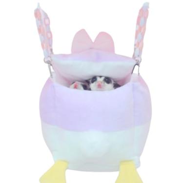 Imagem de Cama pequena macia para animais de estimação, bolsa de ninho de hamster, linda rede de rato, gaiola de esconderijo, acessórios, roupa de cama removível para ouriço de urso dourado Gerbil Degu (roxo,