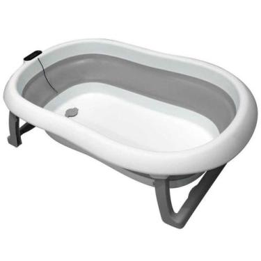 Imagem de Banheira Com Termômetro Happy Baby Cinza - Premium Baby - Singular Bab