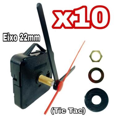Imagem de Kit 10 Mecanismos Para Relógio De Parede Personalizado Eixo 22mm Monta
