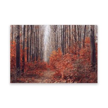 Imagem de Decoração de arte de parede de floresta - Impressões em tela de cenário de outono - Árvores outono 3 - Arte de impressão em tela grande - Imagens de decoração para sala de estar 60 x 90 cm (23,7 x