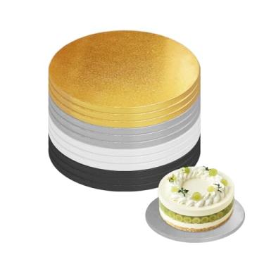 Imagem de 12 peças de tambores de bolo de 30 cm redondos, tábuas de bolo de 1/2 polegada de espessura, quatro cores: branco, dourado, preto e prata, papelão de qualidade profissional
