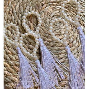 Imagem de Porta Guardanapo de Pérolas com Pendente Branco, 6 Unidades