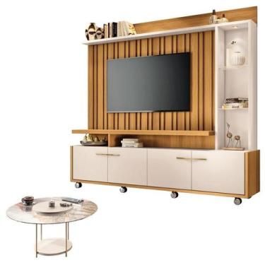 Imagem de Estante Home Theater Titan Off White Cinamomo e Mesa de Centro sky com