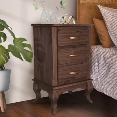 Imagem de Mesa De Cabeceira Grande 3 Gavetas Madeira Maciça D801 Shop JM