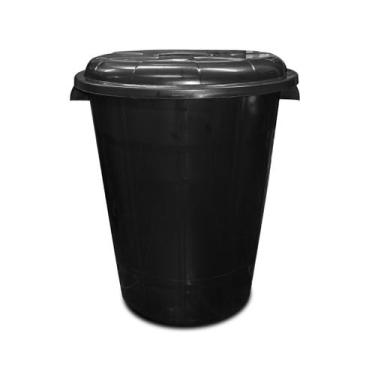 Imagem de Lixeira Cesto Cesta Lixo 100 Litros Reforçado Preto C/ Alça - INJEPLAS