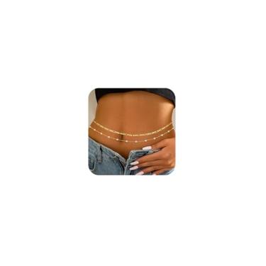 Imagem de RELVEO 2 peças, corrente de cintura dourada e prata ajustável, corrente de barriga em camadas, joia para mulheres, biquíni sexy, praia, boho, pérola, contas, cubana, satélite, correntes de cintura, 68