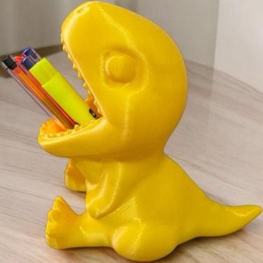 Imagem de Organizador Porta Caneta, Lápis Dinossauro - FLEX3D, AMARELO