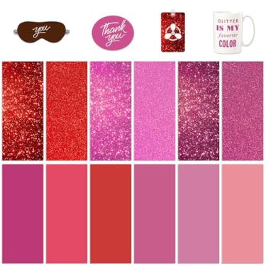 Imagem de Folhas de tinta de transferência para máquina de prensa térmica, sublimação de papel de transferência de cor sólida para prensa de caneca Cricut, papel de sublimação pré-pintado com glitter de 11,4 x