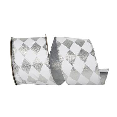 Imagem de Reliant Ribbon Fita de borda com fio brilhante diamante de luxo, com revestimento metálico, branco/prata