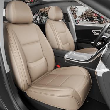 Imagem de Capas de assento de carro assentos dianteiros, capas de assento de couro universais para a maioria dos veículos caminhonete SUV, cobertura total acessórios de capa de assentos automotivos (bancos