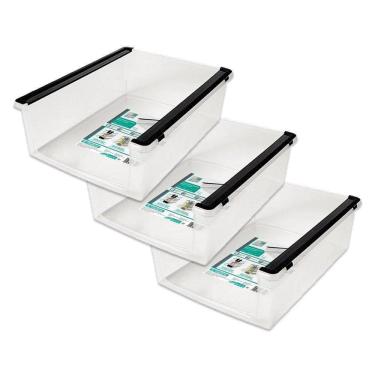 Imagem de Kit Cesto Organizador Plástico Multiuso Empilhável 3 Unidades Ordene