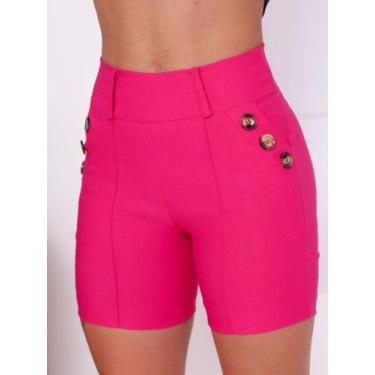 Imagem de Bermuda feminina com botoes laterais e cintura  alta - LENIS SOUZA, Pi