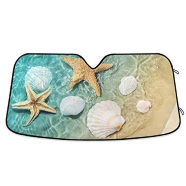 Imagem de Estrela-do-mar Concha Verão Praia Carro Para-brisa Para-sol Dobrável Reflexivo Protetor Solar Bloqueia Raios UV