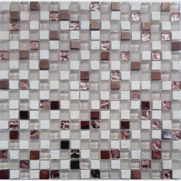 Imagem de Pastilha Mármore, Vidro e Metal 31x31cm Glass Stone Glass Mosic