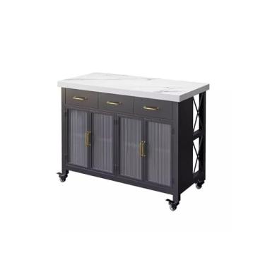 Imagem de Carrinho de Armazenamento Cozinha aberta aparador armazenamento chá e água armário móvel ilha balcão mesa de bar doméstico Carrinho de Armazenamento