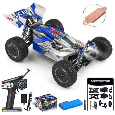 Imagem de Carrinho de Controle Remoto 4x4, Escala 1:14 com Luzes e Valocidade até 65 km/h, CKYSCHN WLtoys 144011, Azul