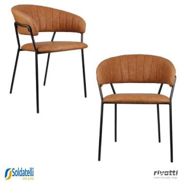 Imagem de Kit 2 Cadeiras Mara nas Opções em PU Marrom, Linho Cinza e Bouclé em O