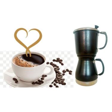 Imagem de Cafeteira Alumínio Manual Econômica Preta Italiana Barata - A2B Presen