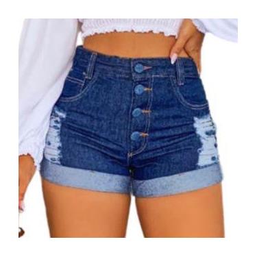 Imagem de Short Jeans Feminino Cintura Alta Short Levanta Bumbum Tendência da Mo