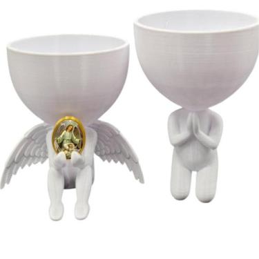 Imagem de Kit Decoração Anjo da Guarda Anjinho Relicario  Oração - Point da Fe