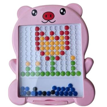 Imagem de Prancheta de Desenho Magnética Infantil – Brinquedo Educativo com Lousa Colorida Montessori (Porco Rosa)