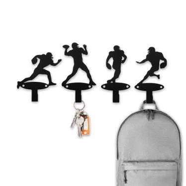 Imagem de Xedatric Exibição de cabide de medalha Gameday – Pacote com 4 decoração de parede de futebol para meninos, decoração dinâmica de sala de futebol e ganchos de casaco, design de metal durável com fácil