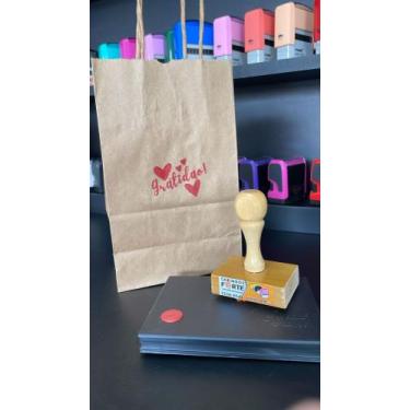 Imagem de Carimbo Gratidão + Almofada Tinta Vermelha - Carimbos Forte