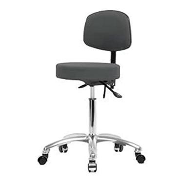 Imagem de Thomas ECOM FMBST-CR-T1-NF-CC-F45 Banqueta de tecido de altura média com encosto e base cromada, com inclinação, rodízios cromados sem anel de pé, azul-marinho