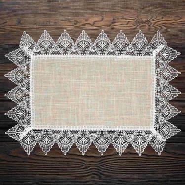 Imagem de Toalha De Bandeja Bege Renda Poli-Linho 30X45Cm Rafimex