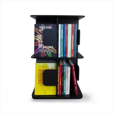 Imagem de Estante Para Livros Giratória Compacta Para Até 80 Livros Preta - zeel