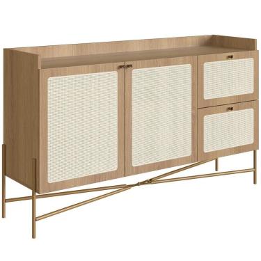 Imagem de Aparador Buffet Para Sala De Jantar 139cm Industrial Indy A03 Hanover Dourado