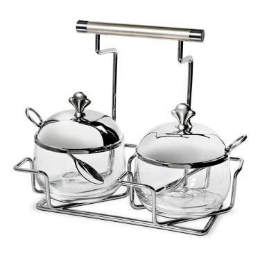 Imagem de Porta Condimento Argento Com Colher E 3 Peças Aço Inox Brinox