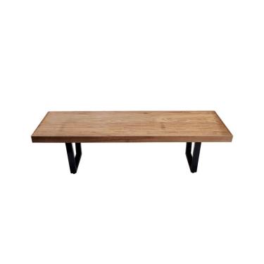 Imagem de Banco Bancão Lateral Mesa Industrial 2,00m Ferragem Preta Preto