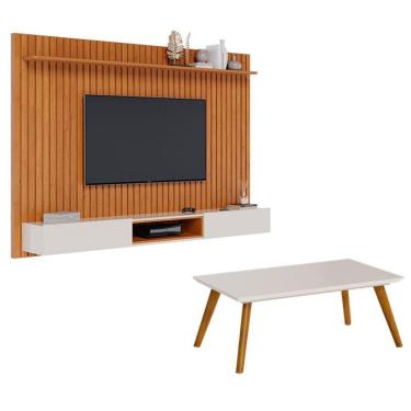 Imagem de Painel Suspenso Loft 2.2 Com Mesa De Centro Classic Nature Off White - Imcal