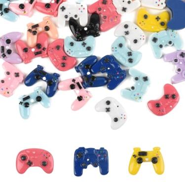 Imagem de Luckforest Controladores de videogame de resina em miniatura, 45 peças, mini controle de videogame plano, enfeites para artesanato faça você mesmo, acessórios para scrapbooking, capas de telefone