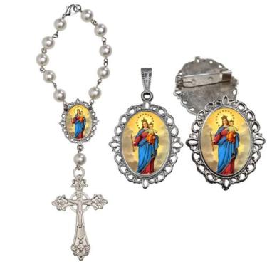 Imagem de Terço de Carro Nossa Senhora Auxiliadora com Broche e Relicario Lembra