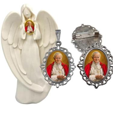 Imagem de Imagem Estatua São João Paulo ll Com Relicario Metal Broche Resinado D