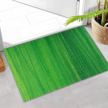 Imagem de Darkyazi Tapete de porta colorido 60 cm x 90 cm à prova d'água e resistente a manchas, tapetes de baixo perfil, tapete antiderrapante de PVC para entrada externa/interna/cozinha (verde)