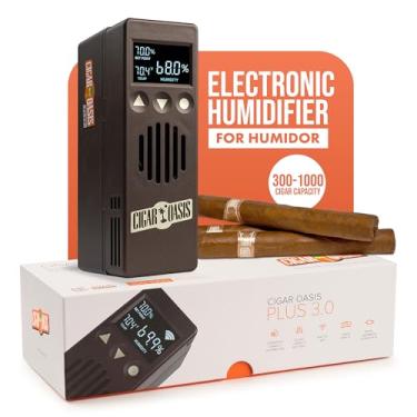 Imagem de Cigar Oasis Plus 3.0 - Umidificador Eletrônico Avançado Com Display Lcd, Ventilador Sensor, Botão De Toque Suave, Cartucho Recarga Capacidade 300-1000, Tecnologia Vapor, Kit Acessórios