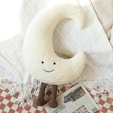 Imagem de NatureMan Almofada De Pelúcia Sun | Macia Para Decoração Casa Brinquedos Criativos Em Formato Estrela E Lua 15 Polegadas Quarto Infantil Ou Presentes Aniversário Meninas (Lua)