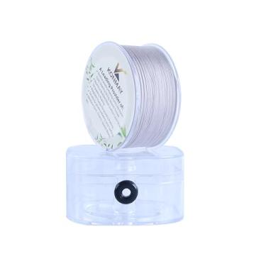 Imagem de KONMAY Cordão De Nylon Cinza 0,6 Mm Para Pulseiras Com Estojo, 190 Jardas Cetim Trançado Fino Fazer Joias, Colares, Miçangas, Nós Chineses, Kumihimo, Macramê
