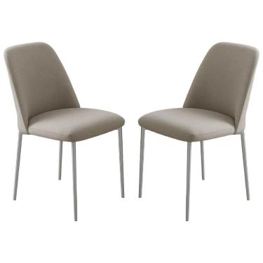 Imagem de Conjunto 2 Cadeiras Londres Linho Bege Metal Champanhe